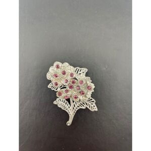 Vtg 30s Little Nemo Rhinestone Floral Brooch Pot Metal Jewelry‎ Deco Mid century